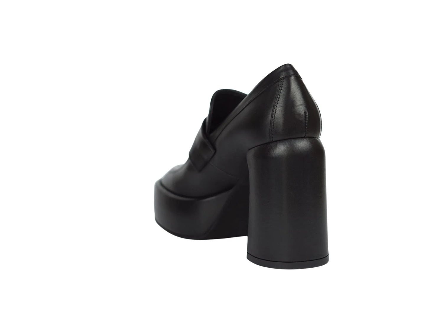 Mocassino elena iachi pelle nera con tacco largo