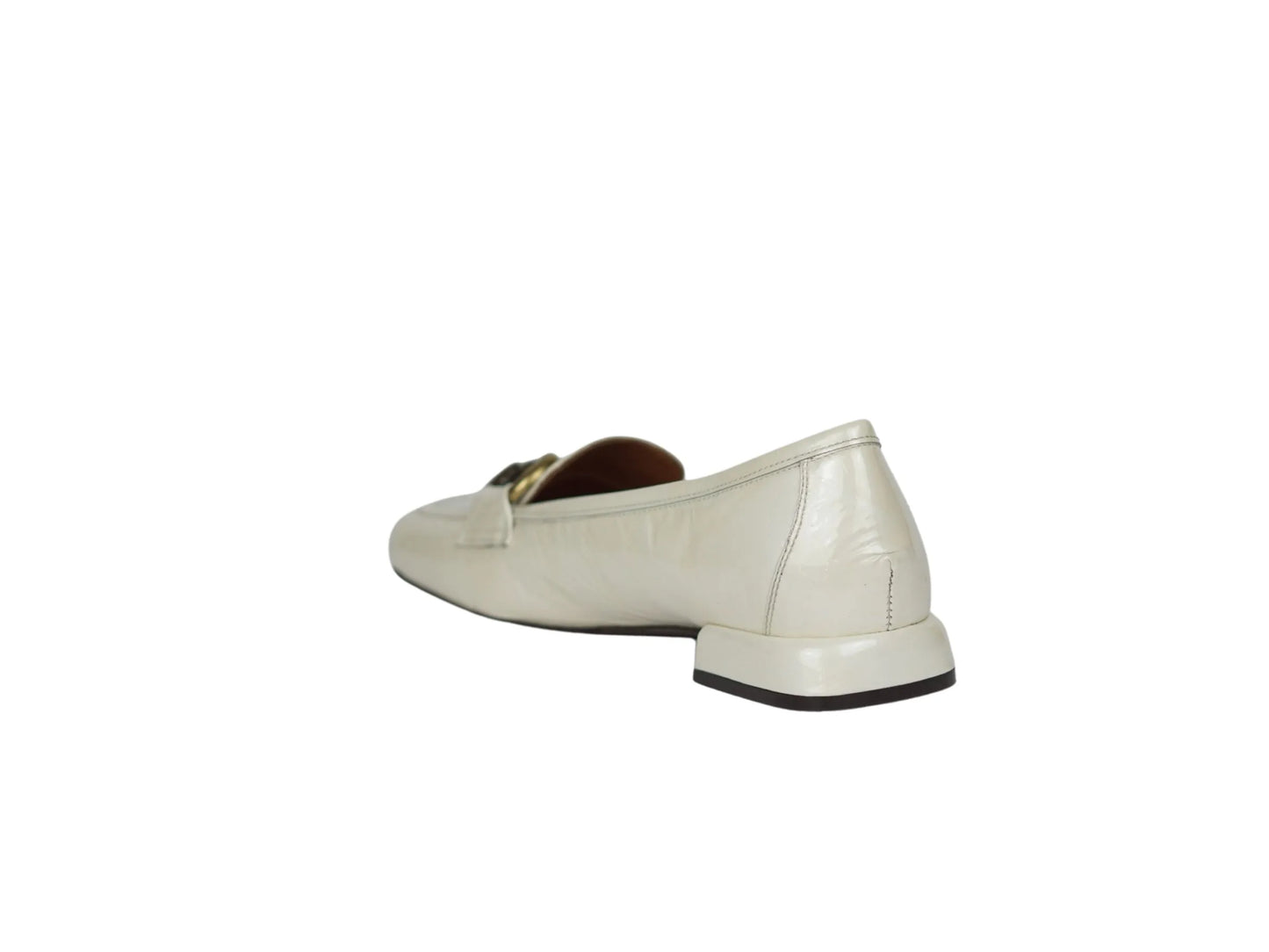 Mocassini Lonigro in vernice bianca e morsetto