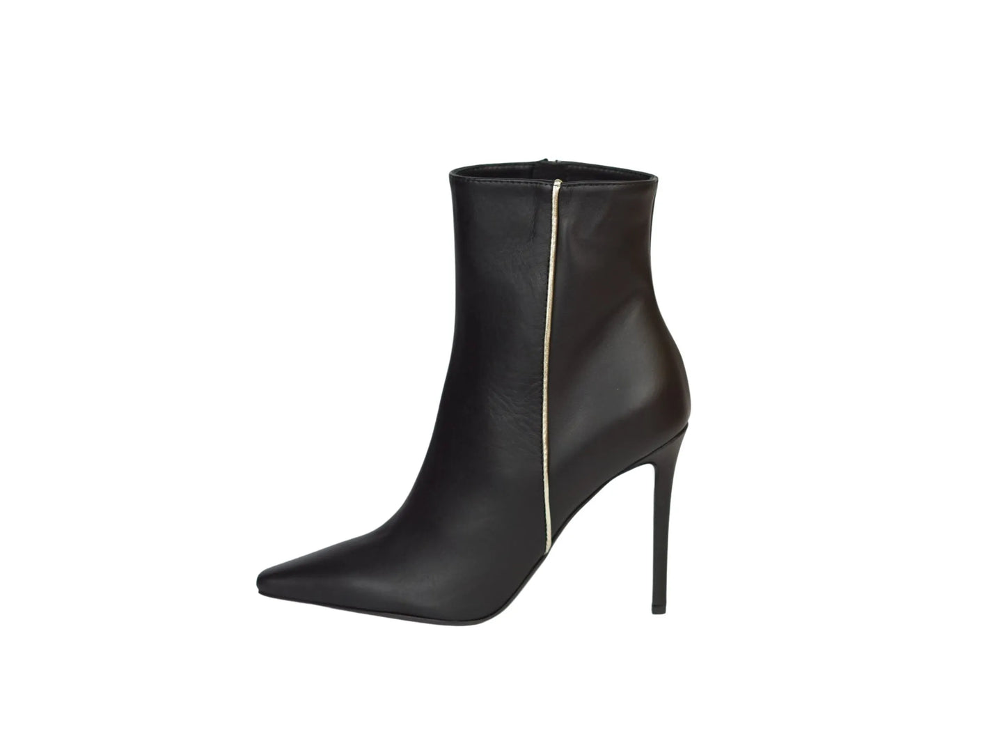 Stivaletto Lonigro Calzature pelle nera profilo oro