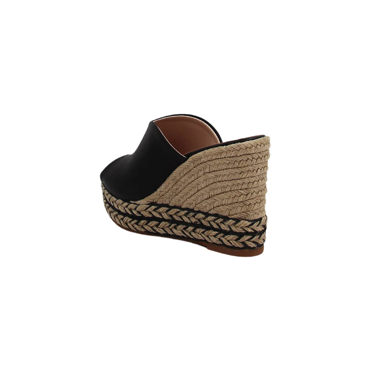 Sandalo Lonigro zeppa corda pelle nero