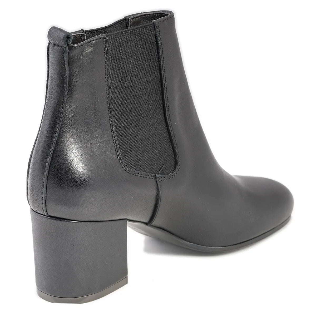 Stivaletto Via Roma 15 pelle nera elast. laterali tacco 60mm