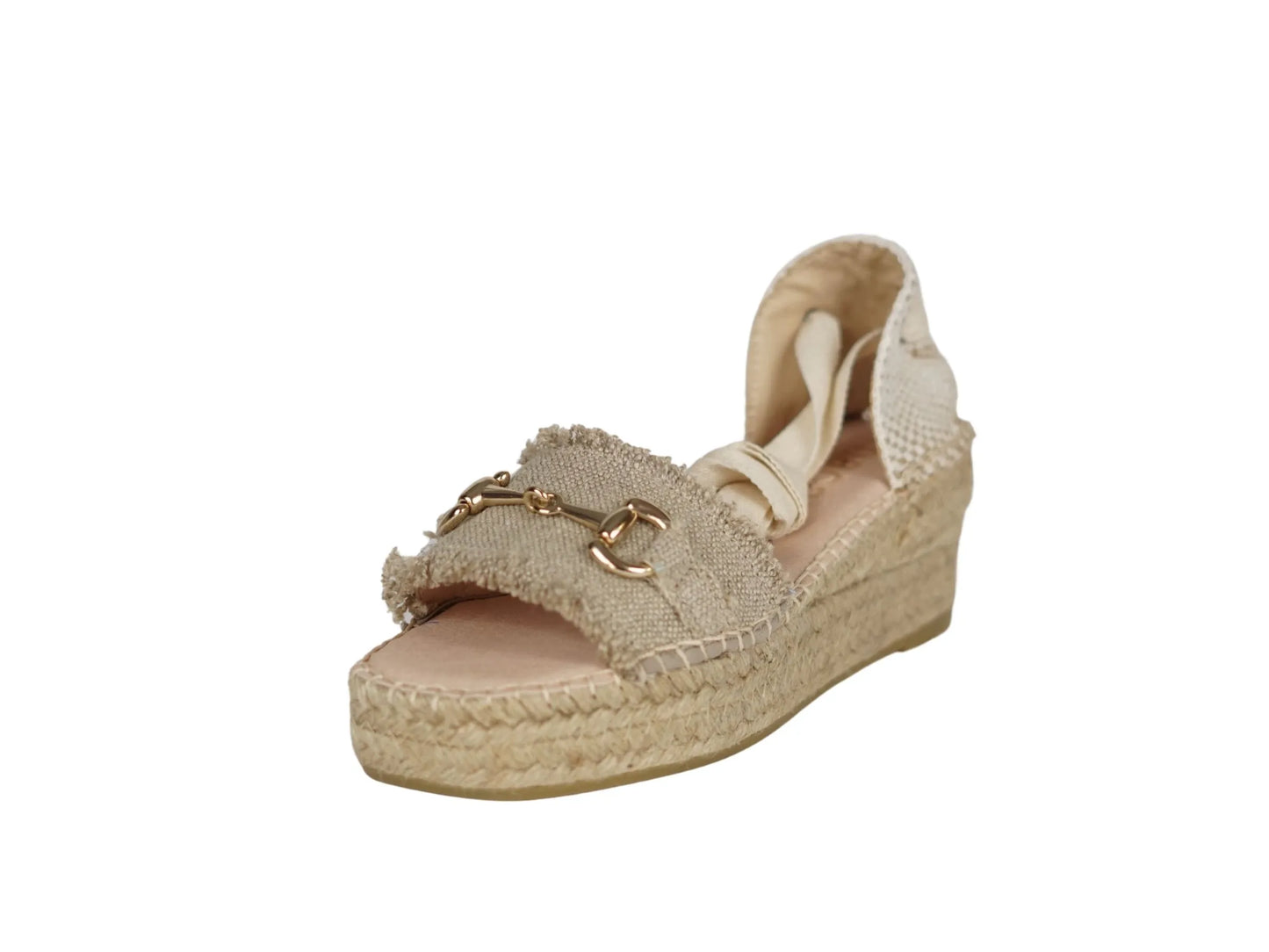 Sandali Macarena in tessuto beige zeppa corda