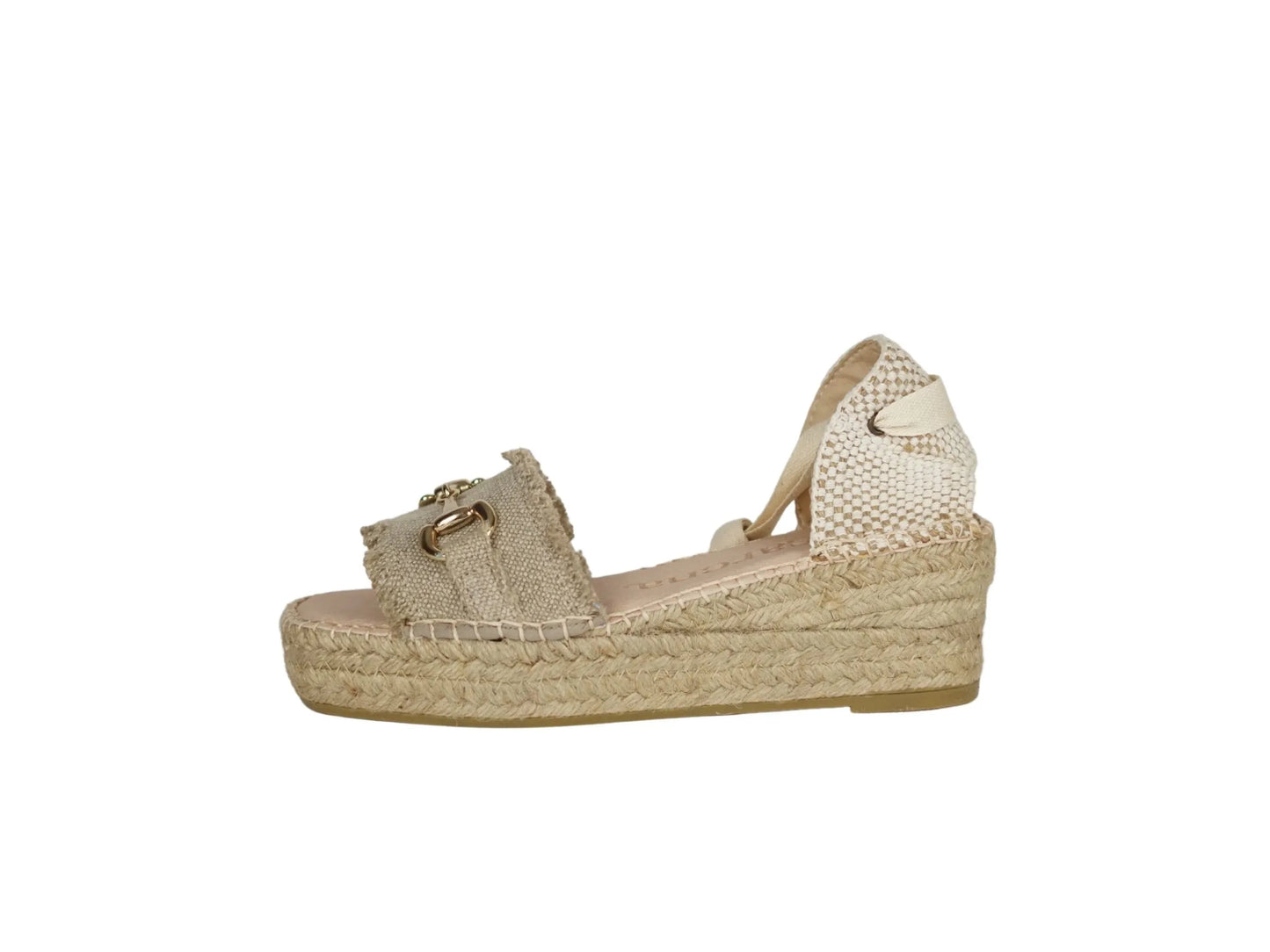 Sandali Macarena in tessuto beige zeppa corda