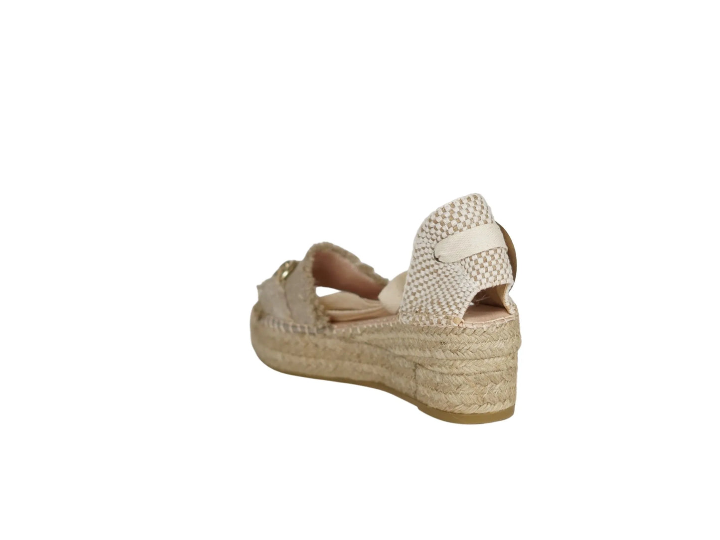 Sandali Macarena in tessuto beige zeppa corda