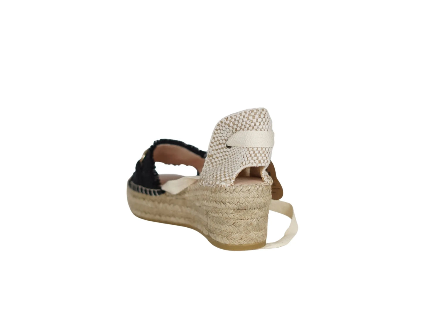 Sandali Macarena in tessuto nero zeppa corda