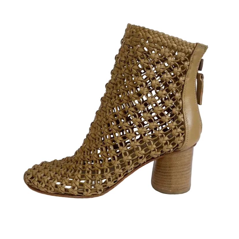 Stivaletto Elena Iachi intrecciato pelle beige E4254