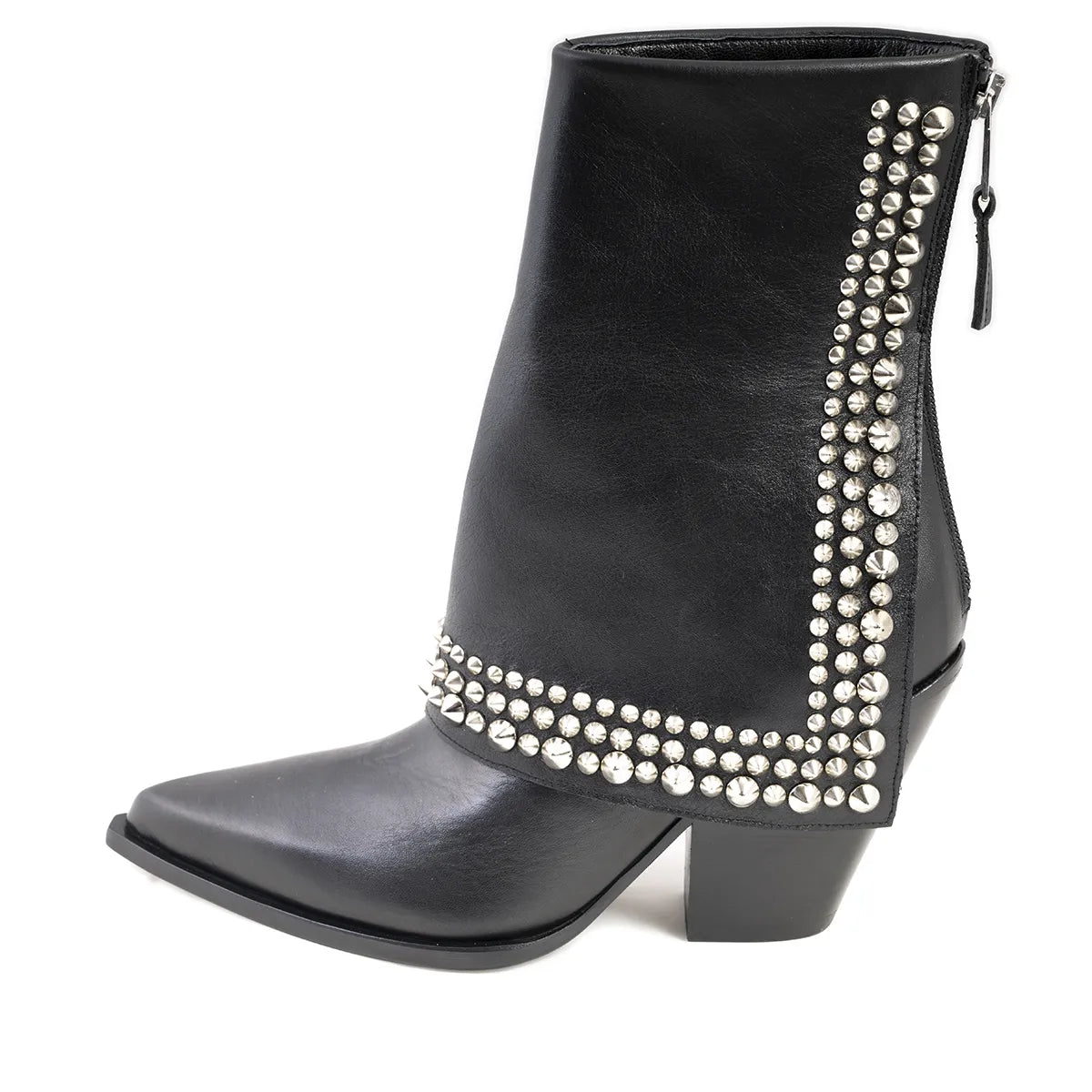 Stivaletto tex Elena Iachi pelle nera borchie