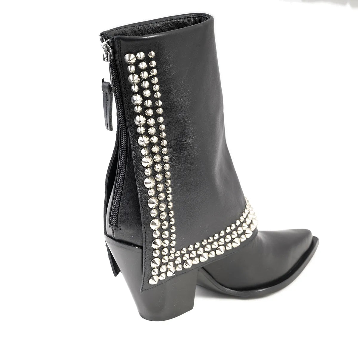 Stivaletto tex Elena Iachi pelle nera borchie