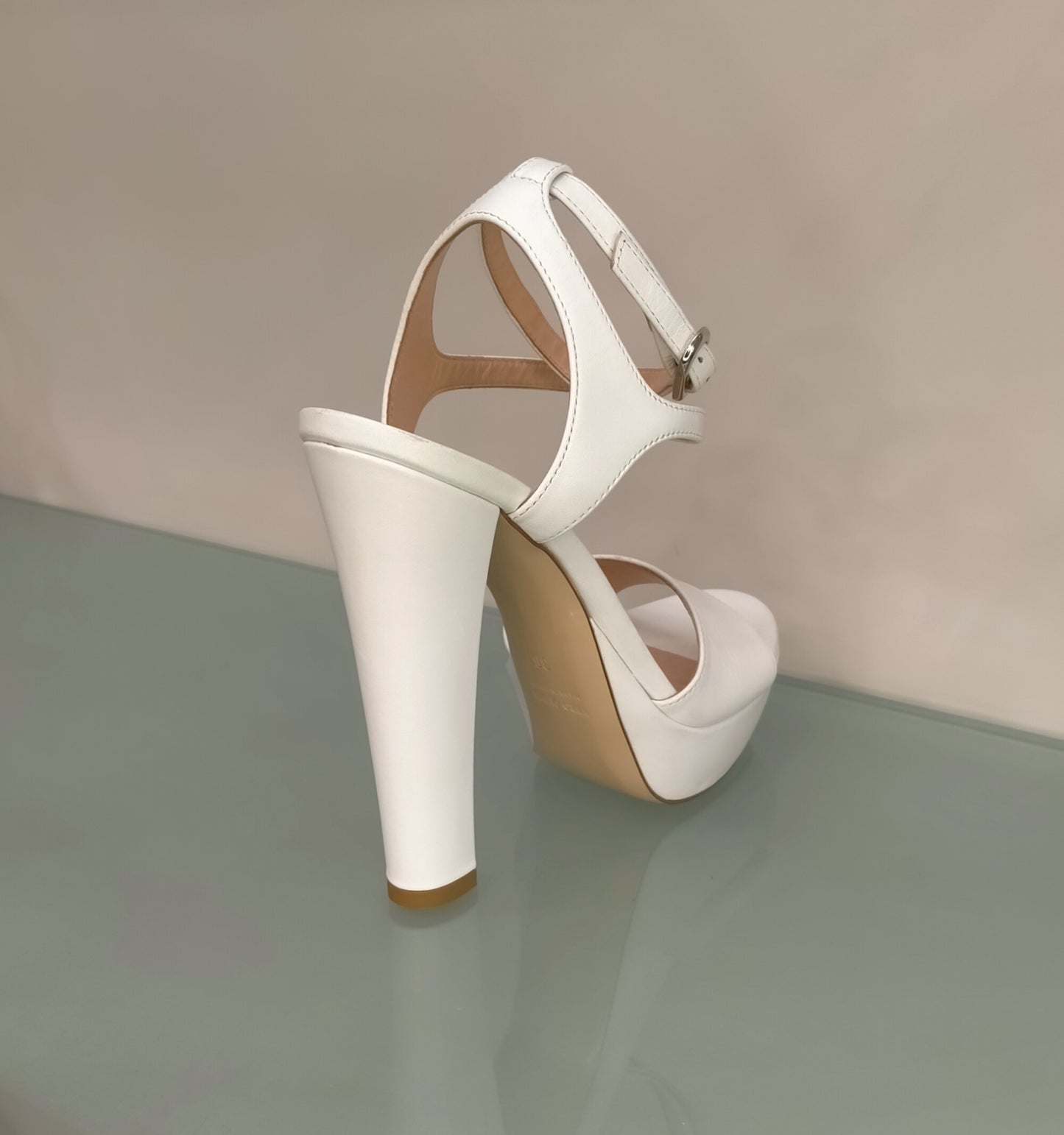 Sandali LONIGRO con plateau in pelle bianca