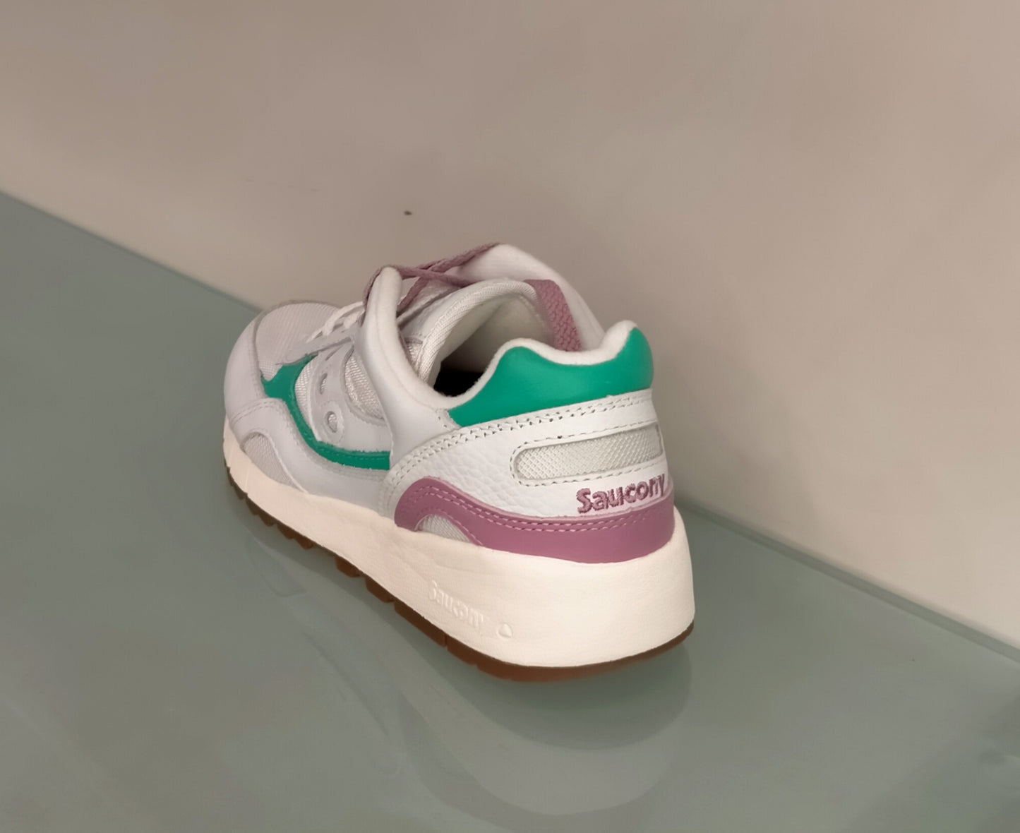Sneakers SAUCONY in tessuto bianco con riporti in pelle bianca/verde/rosa
