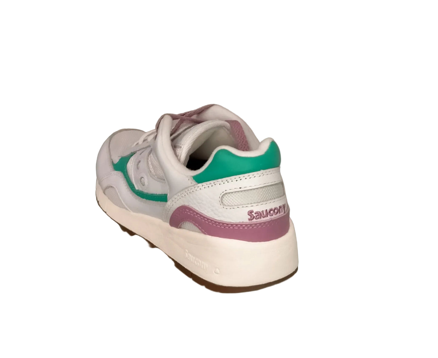 Sneakers SAUCONY in tessuto bianco con riporti in pelle bianca/verde/rosa