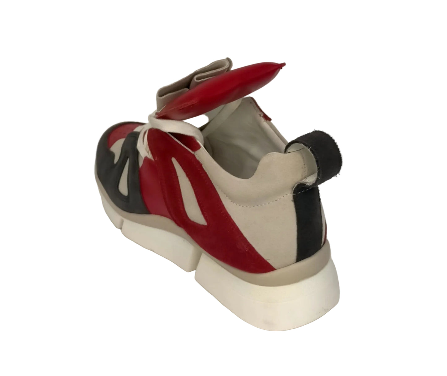 Sneakers LONIGRO in camoscio bianco/rosso/grigio