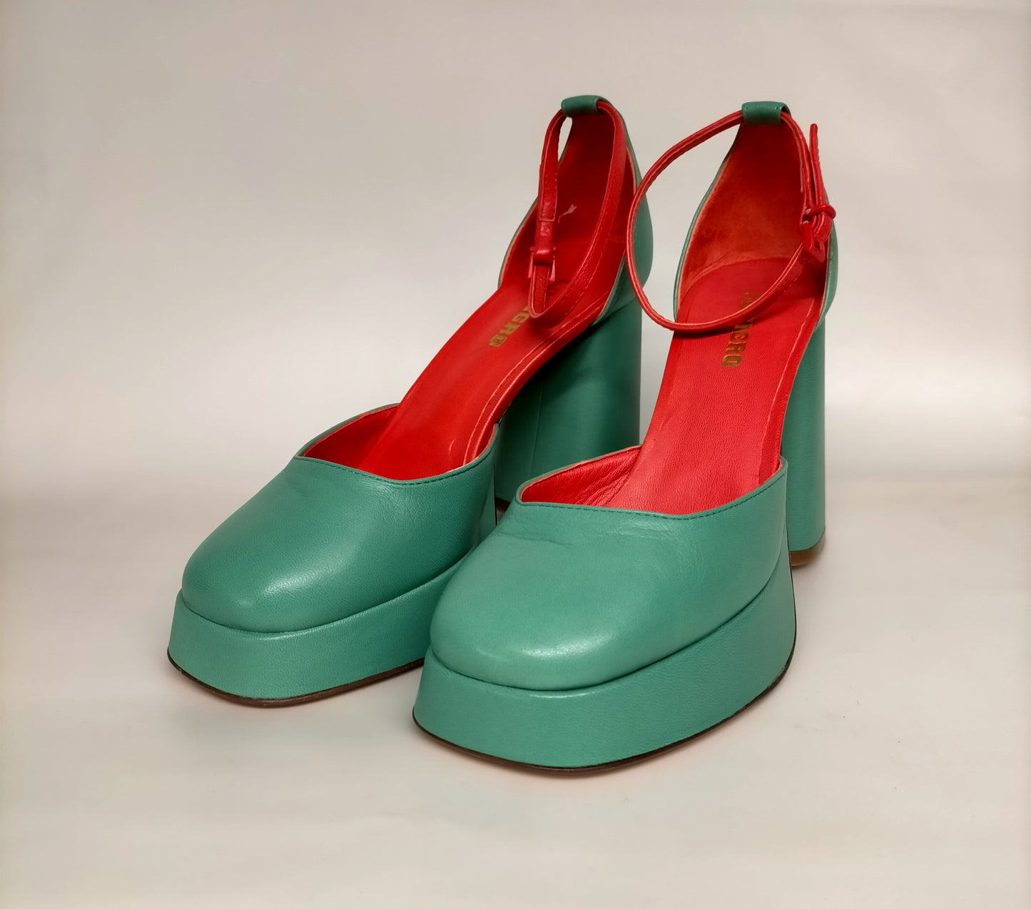 Sandali LONIGRO con plateau in pelle verde