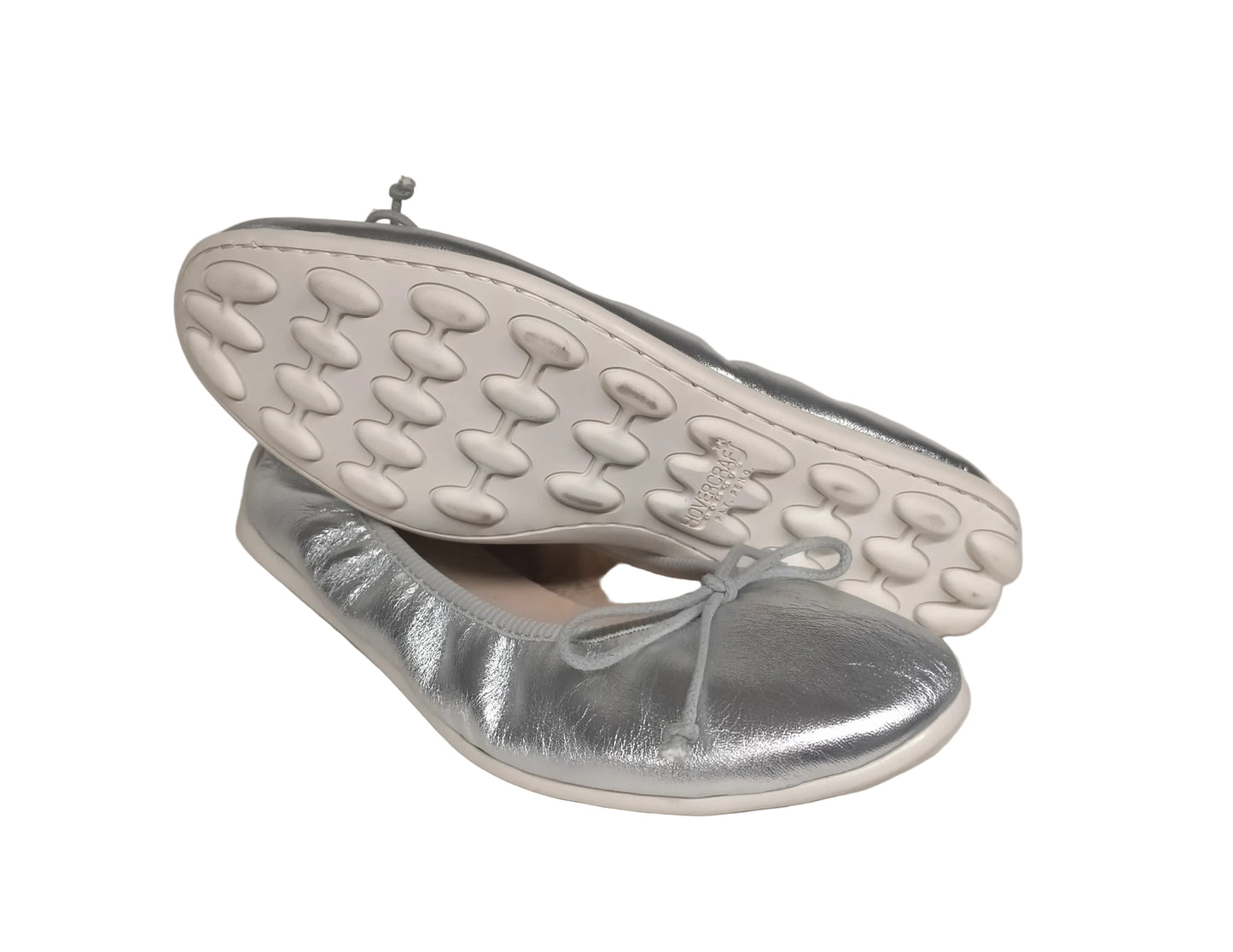 Ballerine LONIGRO in pelle argento fondo gomma