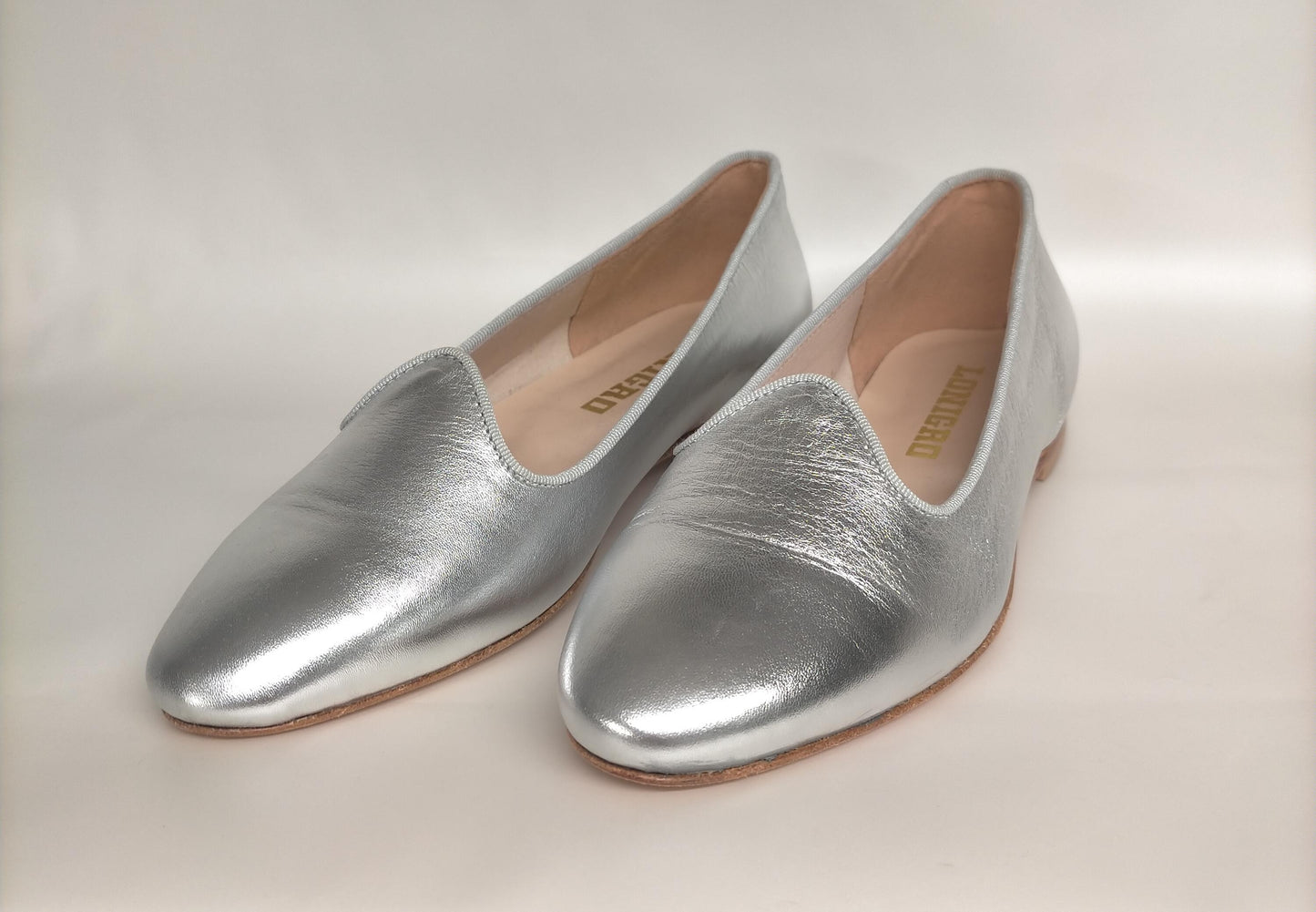 Ballerine slip on LONIGRO in pelle argento