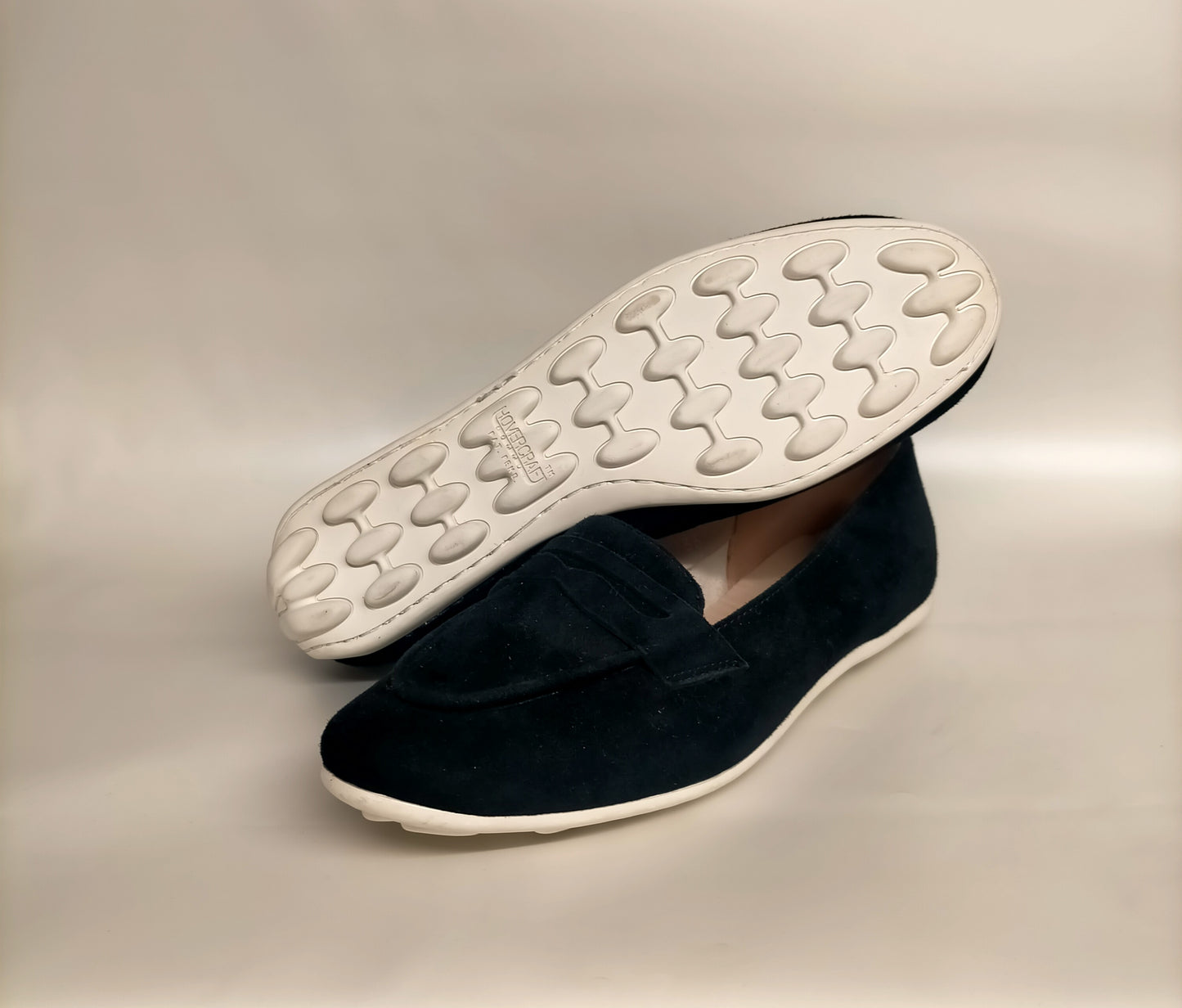 Mocassini LONIGRO in camoscio nero fondo gomma