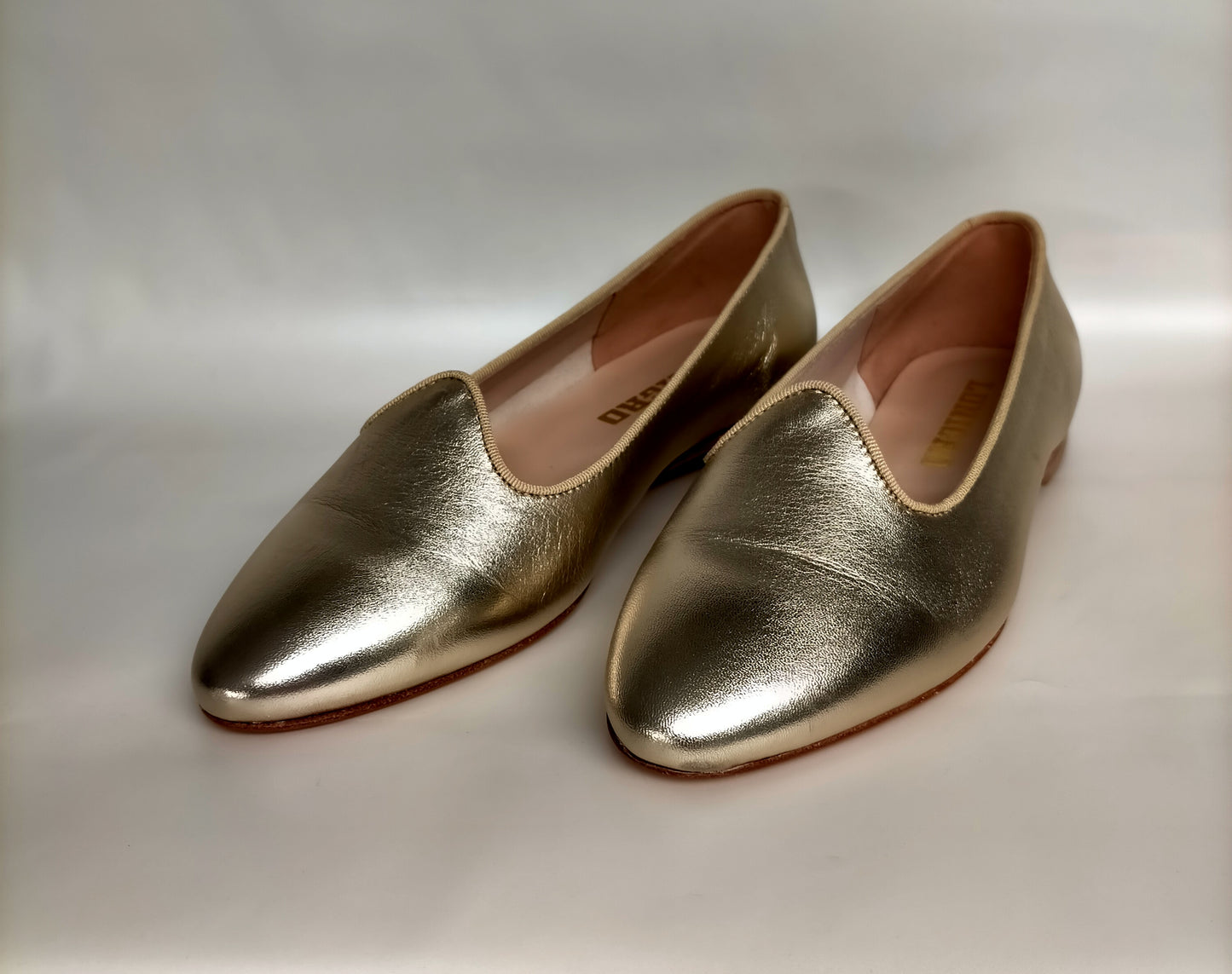 Ballerine slip on LONIGRO in pelle platino