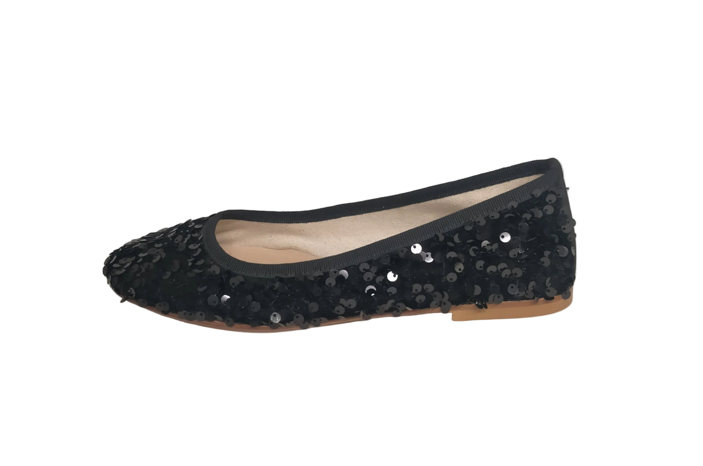 Ballerine LONIGRO in tessuto nero + paillettes nere