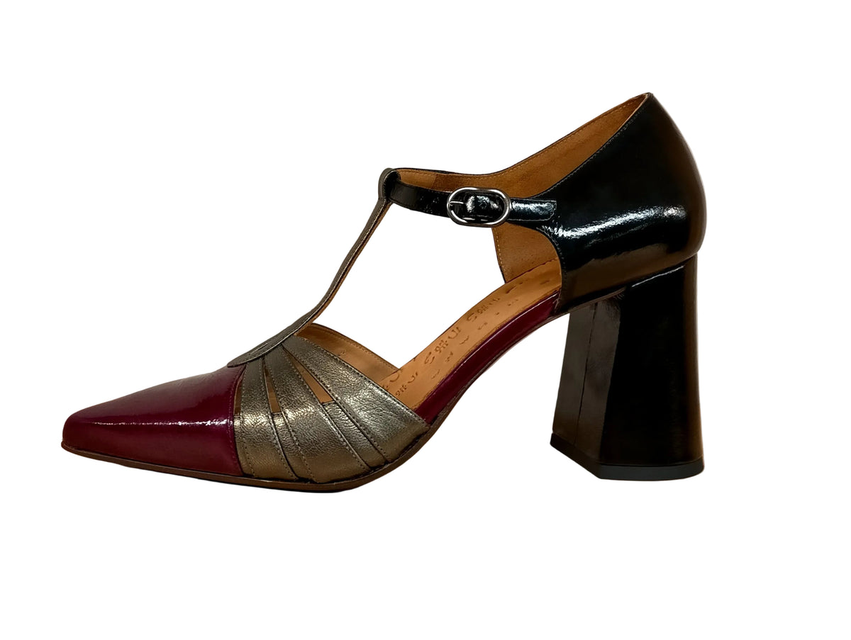 Dècolletè CHIE MIHARA LOMERA in vernice bordeaux, bronzo e nera