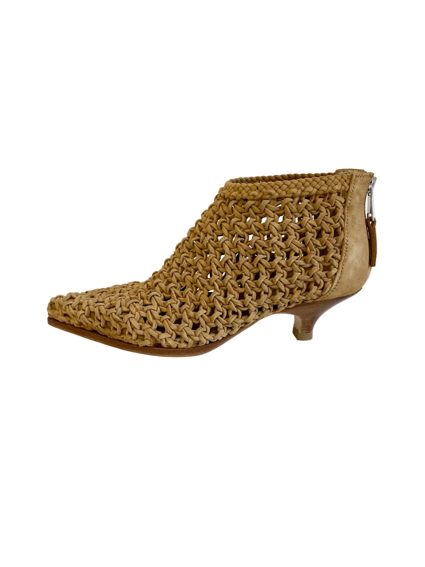 Stivaletto Elena Iachi intrecciato camoscio beige E4169