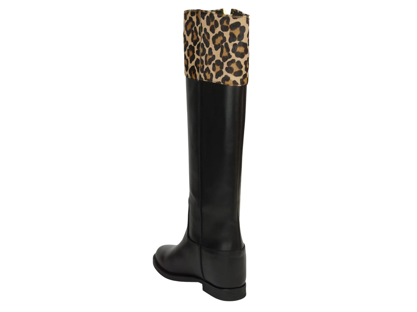 Stivale viaroma15 nero leopard zeppa interna