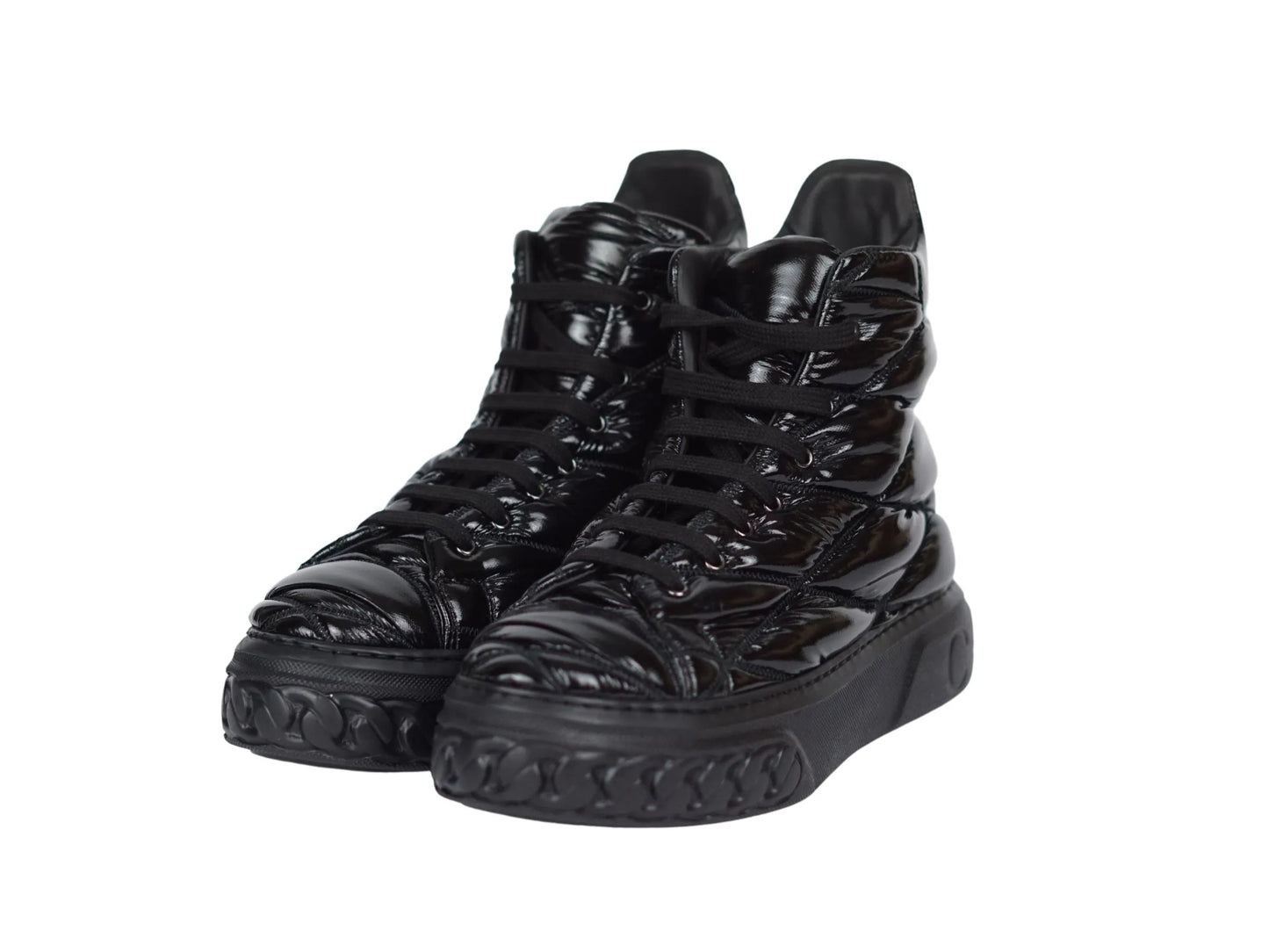 Stivaletti sneakers casadei tessuto lucido nero