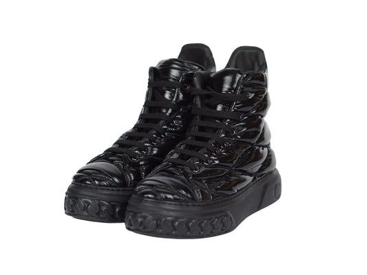 Stivaletti sneakers casadei tessuto lucido nero