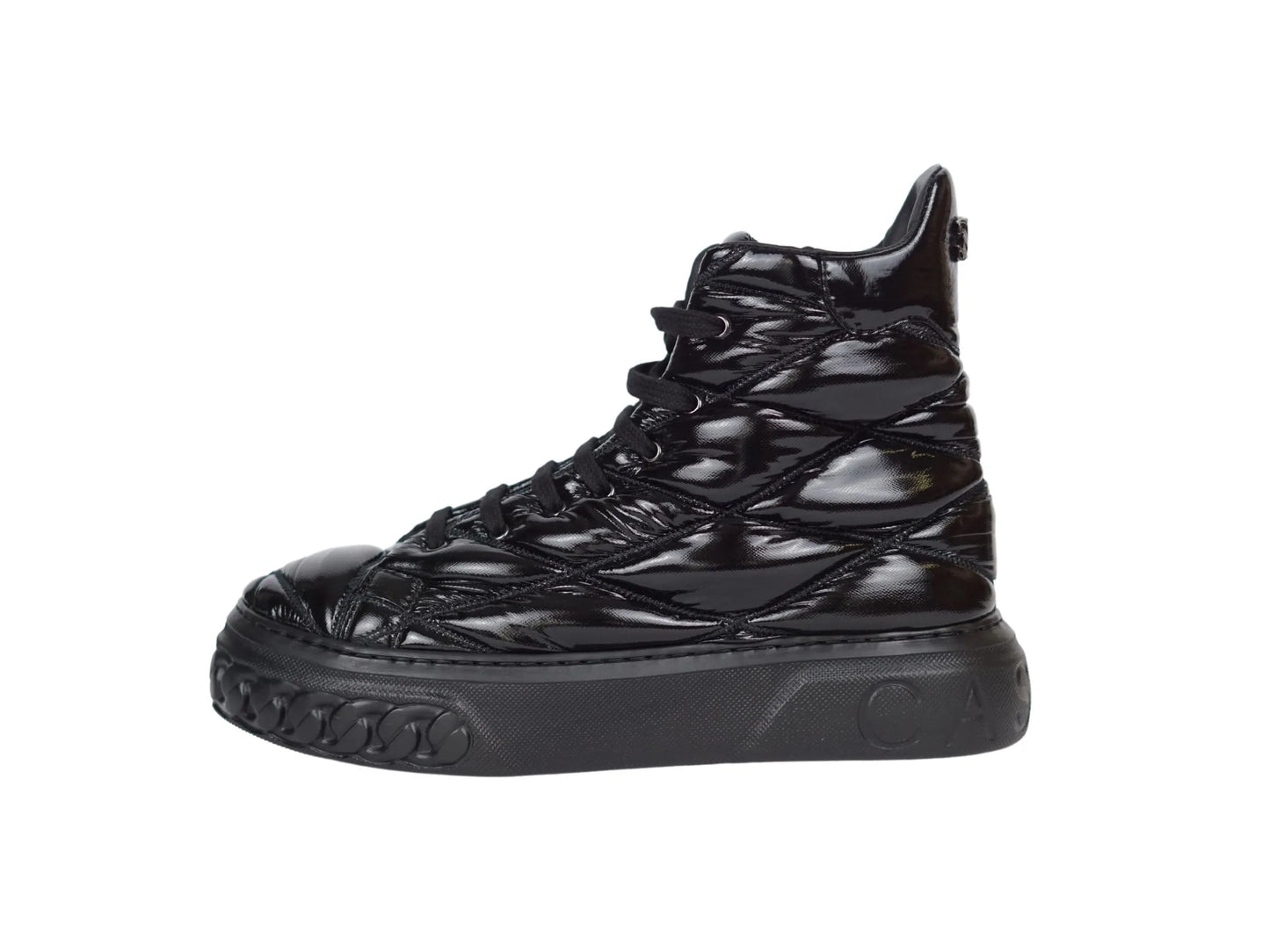 Stivaletti sneakers casadei tessuto lucido nero