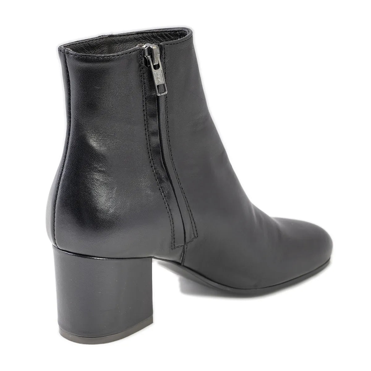 Stivaletto Via Roma 15 pelle nera con zip interna