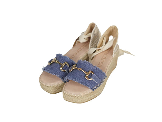 Sandali Macarena in tessuto jeans zeppa corda