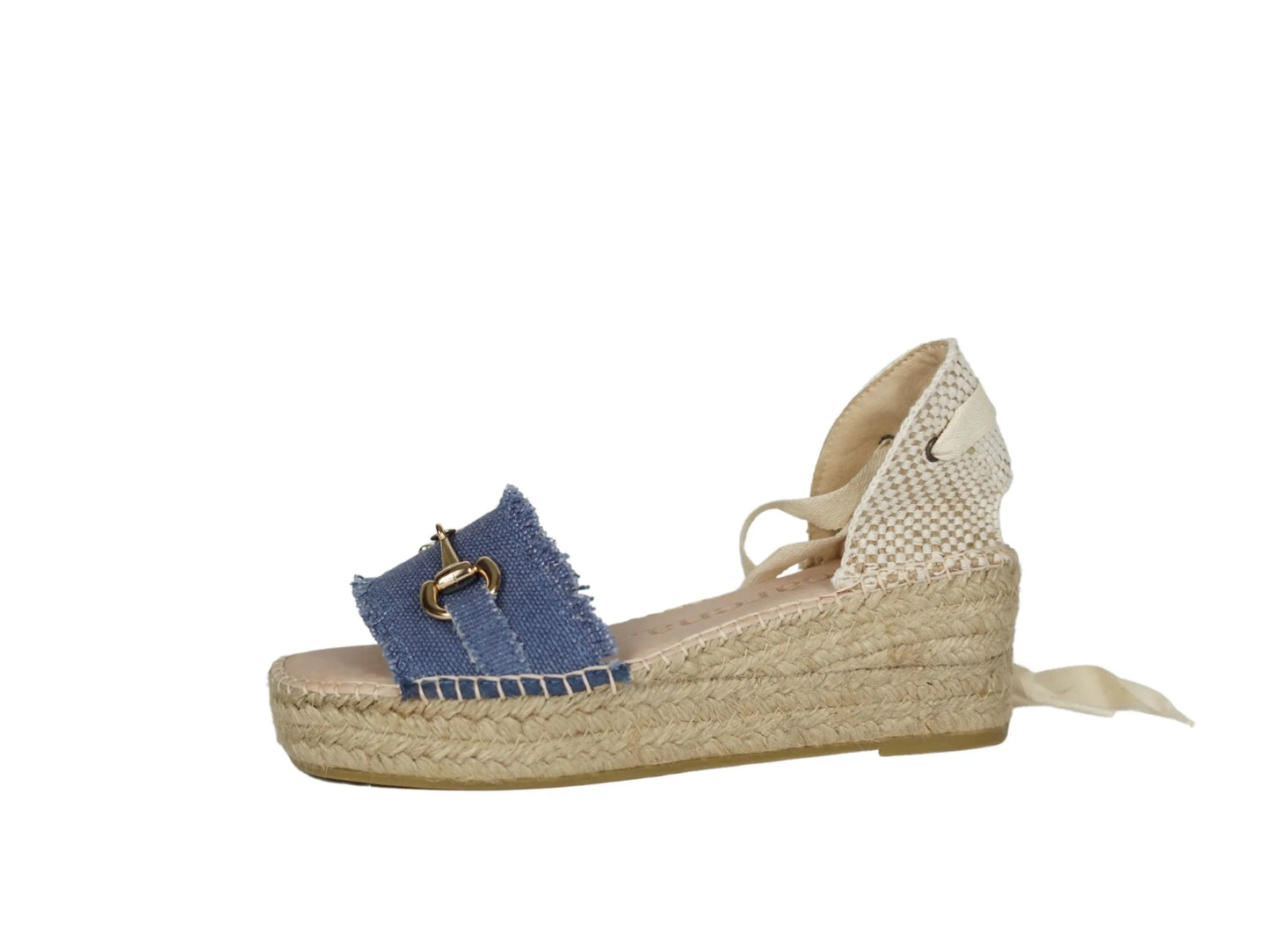 Sandali Macarena in tessuto jeans zeppa corda