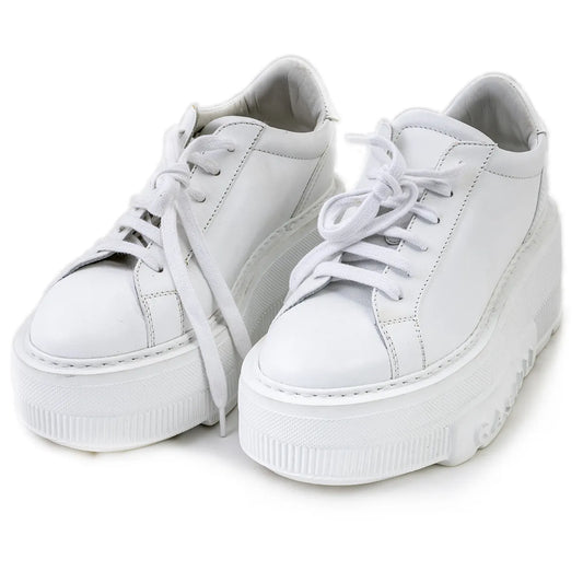 Casadei Sneakers pelle bianca zeppa 70mm