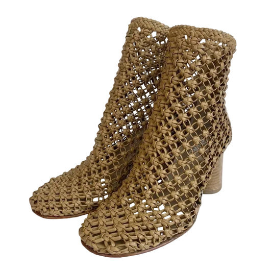 Stivaletto Elena Iachi intrecciato pelle beige E4234