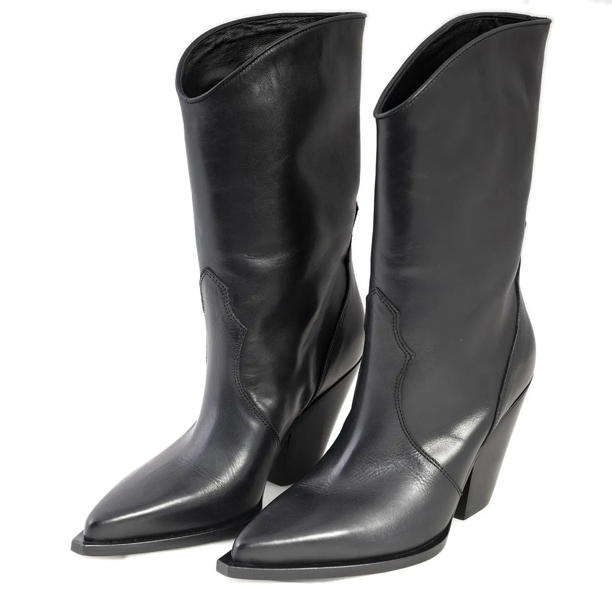 Stivaletto Texano Elena Iachi pelle nero taglio obliquo E3614