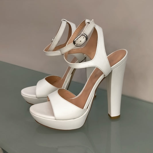 Sandali LONIGRO con plateau in pelle bianca