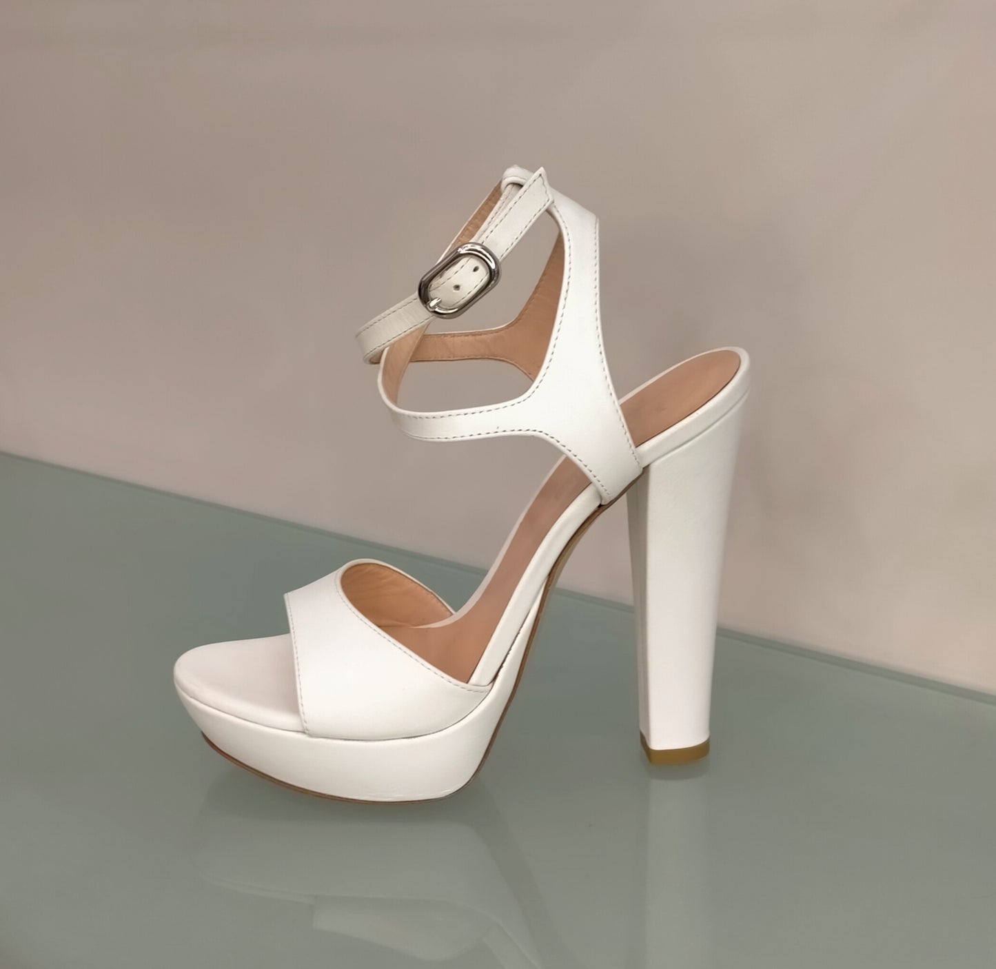 Sandali LONIGRO con plateau in pelle bianca