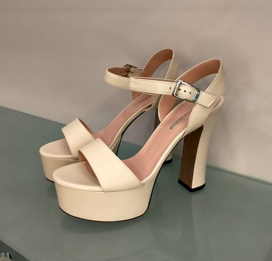 Sandali LONIGRO con plateau in pelle crema