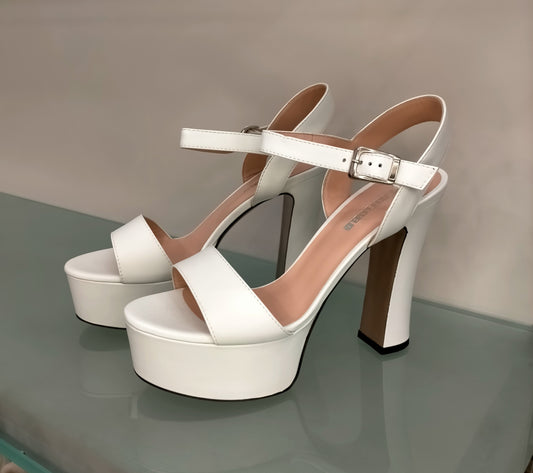 Sandali LONIGRO con plateau in pelle bianca