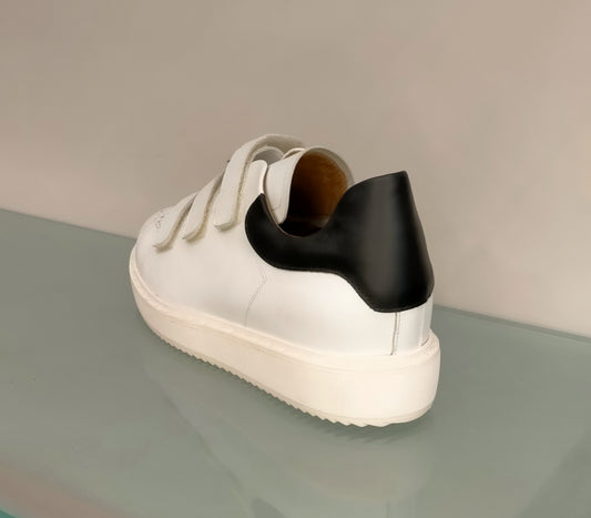Sneakers LONIGRO in pelle bianca con strap
