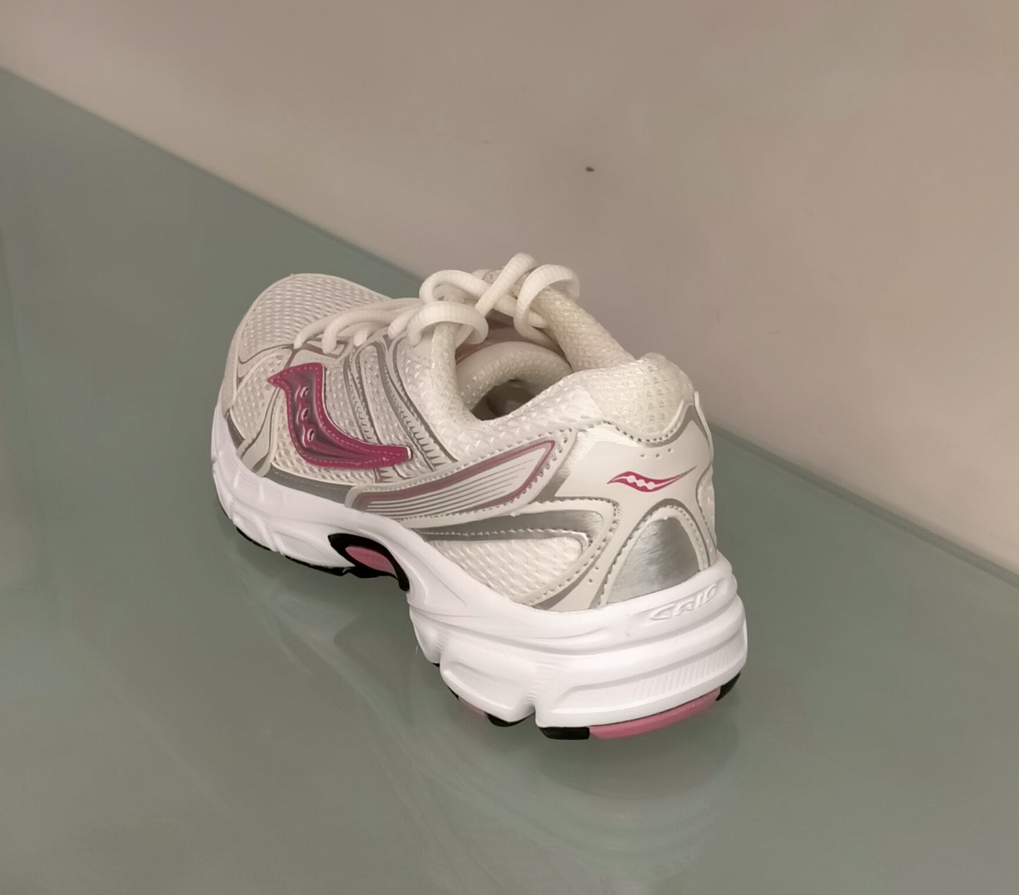 Sneakers SAUCONY rete bianca con riporti argento/rosa