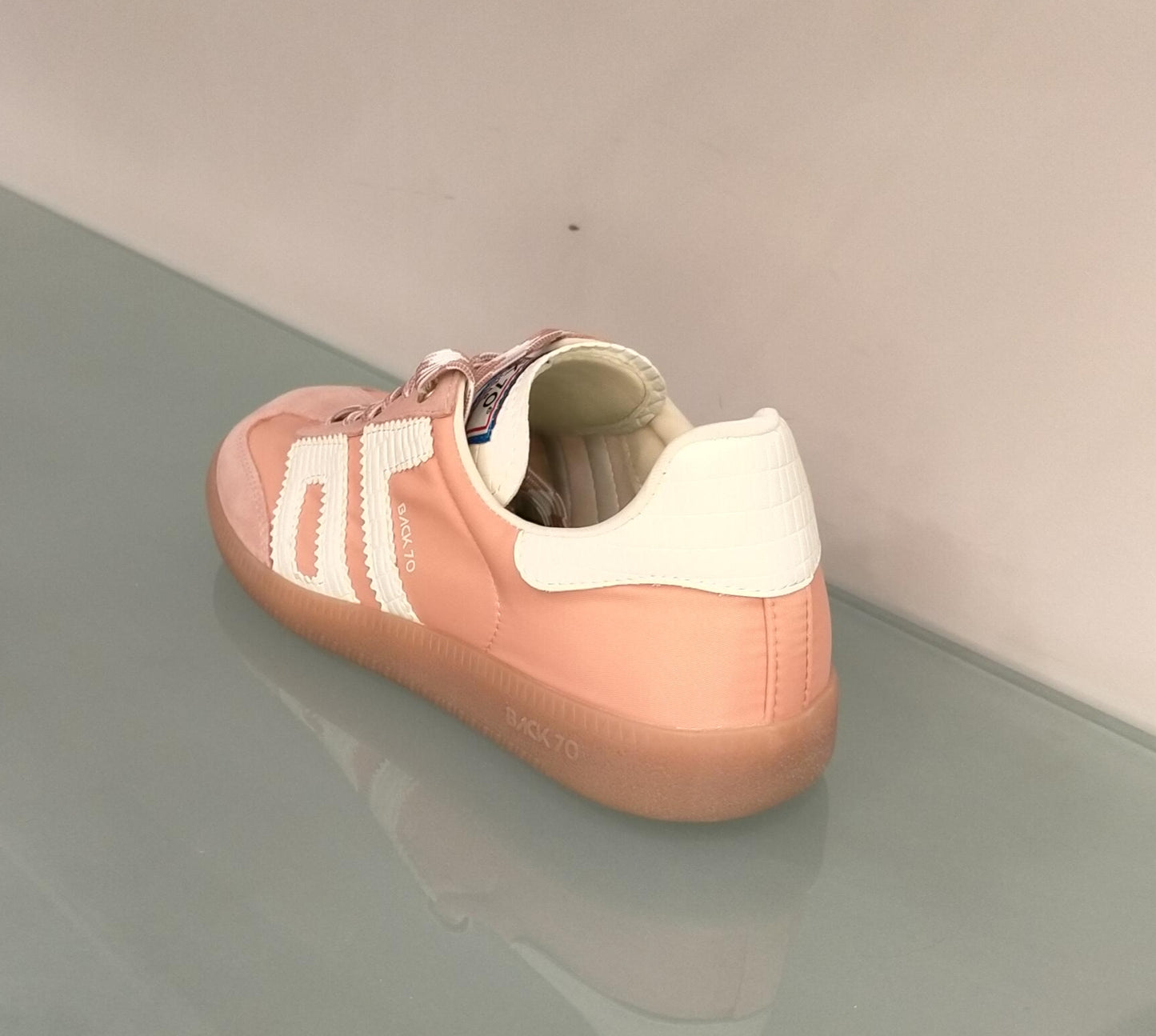 Sneakers BACK 70 in tessuto rosa più camoscio rosa logo stampa cocco bianco