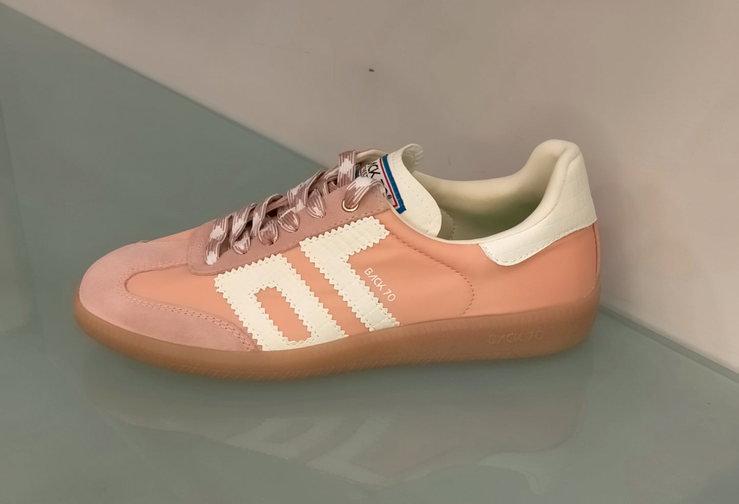 Sneakers BACK 70 in tessuto rosa più camoscio rosa logo stampa cocco bianco