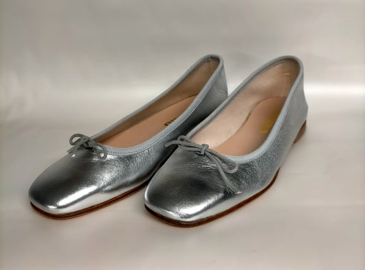 Ballerine LONIGRO con zeppa interna in pelle argento