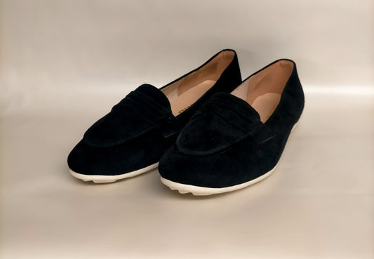Mocassini LONIGRO in camoscio nero fondo gomma