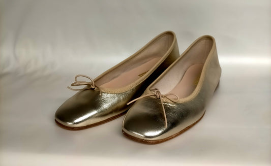 Ballerine LONIGRO con zeppa interna in pelle platino