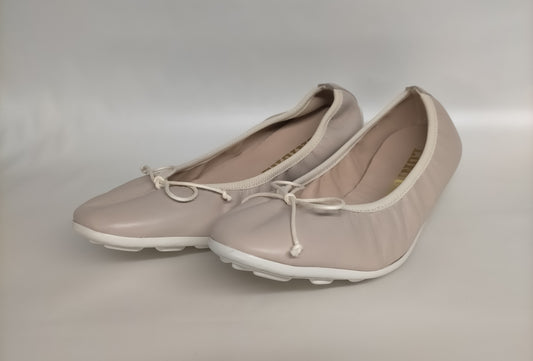 Ballerine LONIGRO in pelle beige e fondo gomma