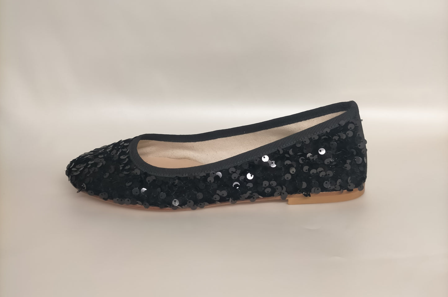 Ballerine LONIGRO in tessuto nero + paillette nere