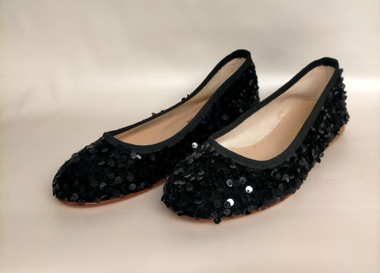Ballerine LONIGRO in tessuto nero + paillette nere