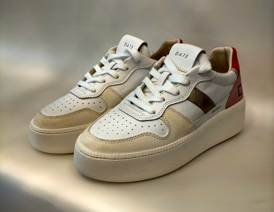 Sneakers D.A.T.E. COURT PLATFORM VINTAGE WHITE-RED