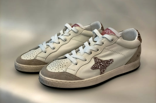 Sneakers AMA BRAND 4107 SUN logo glitter rosa tallone leopardo